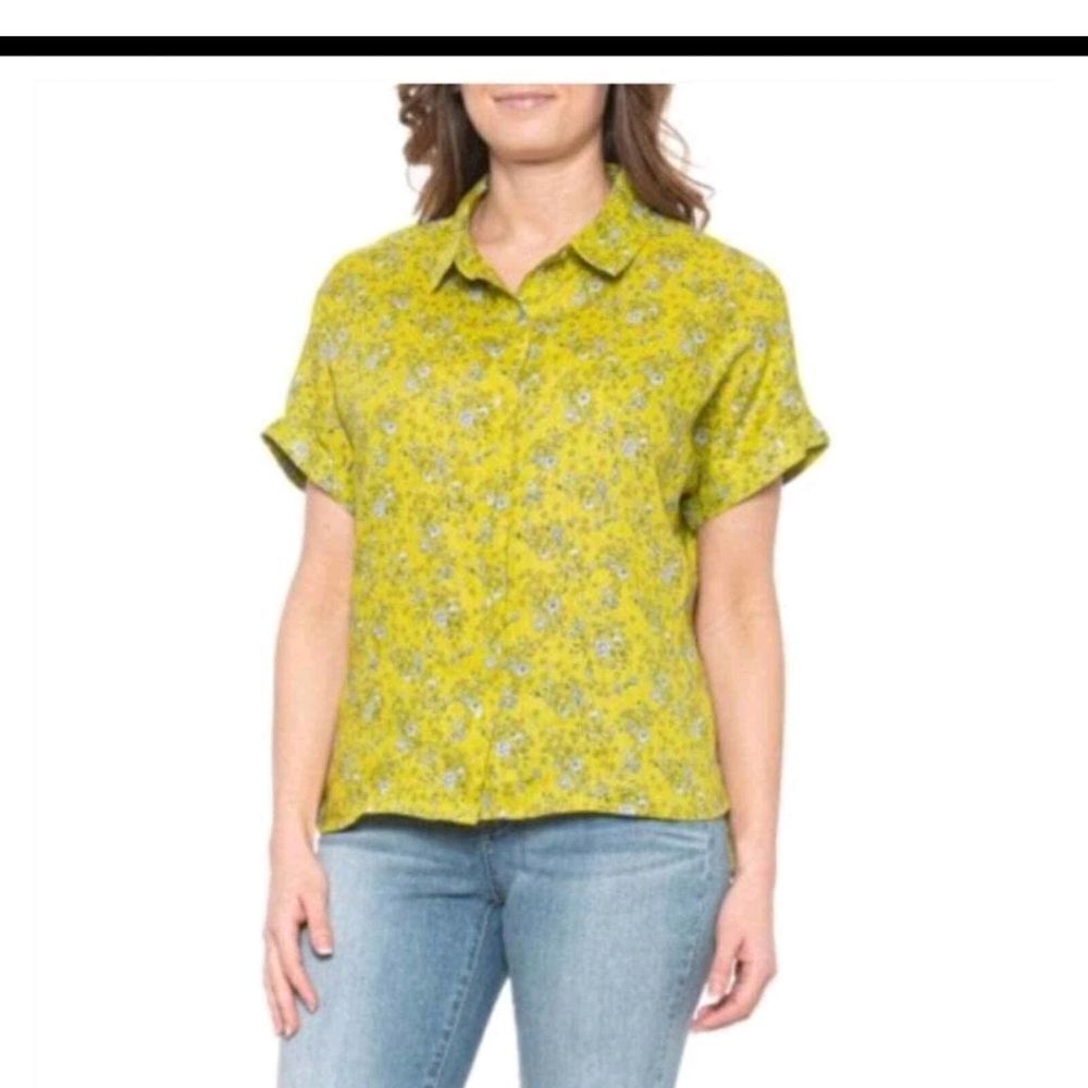 Rachel Zoe Yellow Floral Button Down Shirt